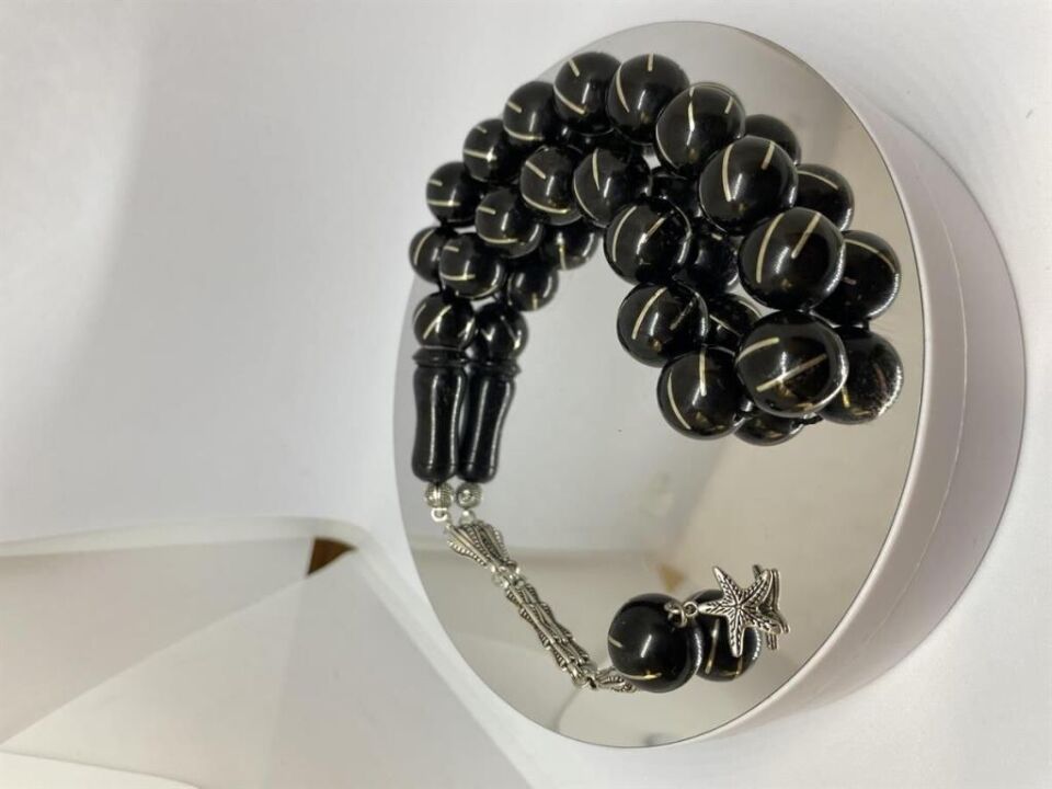 Tesbih TSBH0175HK Kararmaz Metal Püsküllü Pirinç İşlemeli Efe Boy Rus Oltu Tesbih