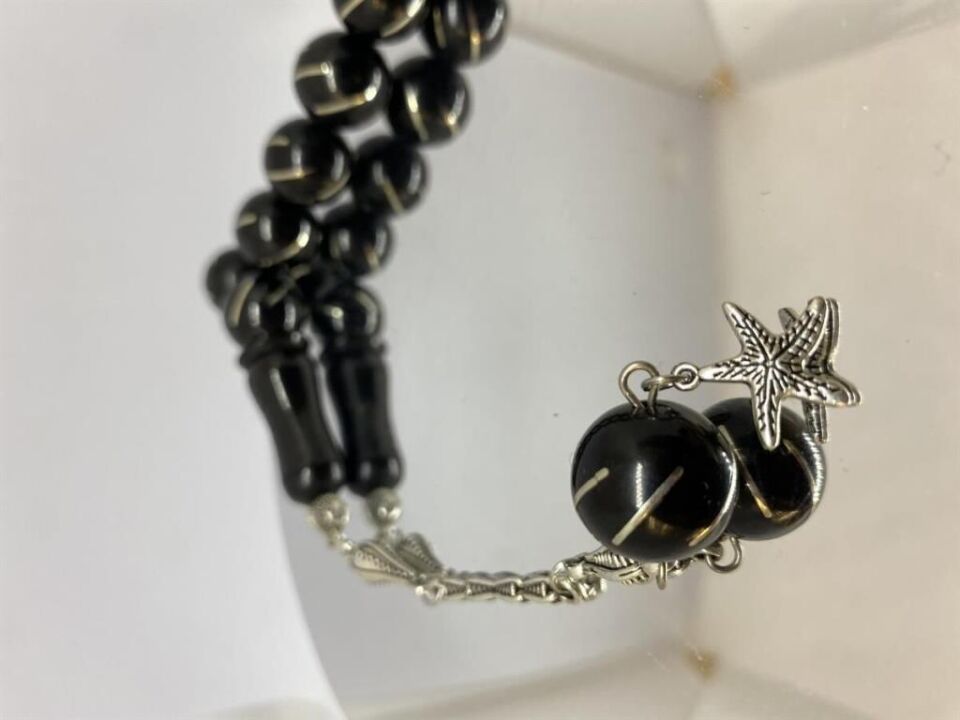 Tesbih TSBH0175HK Kararmaz Metal Püsküllü Pirinç İşlemeli Efe Boy Rus Oltu Tesbih