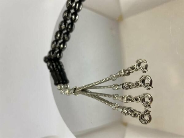 Tesbih TSBH0169HK Kararmaz Metal Püsküllü Pirinç Baklava İşlemeli Küre Kesim Rus Oltu Tesbih