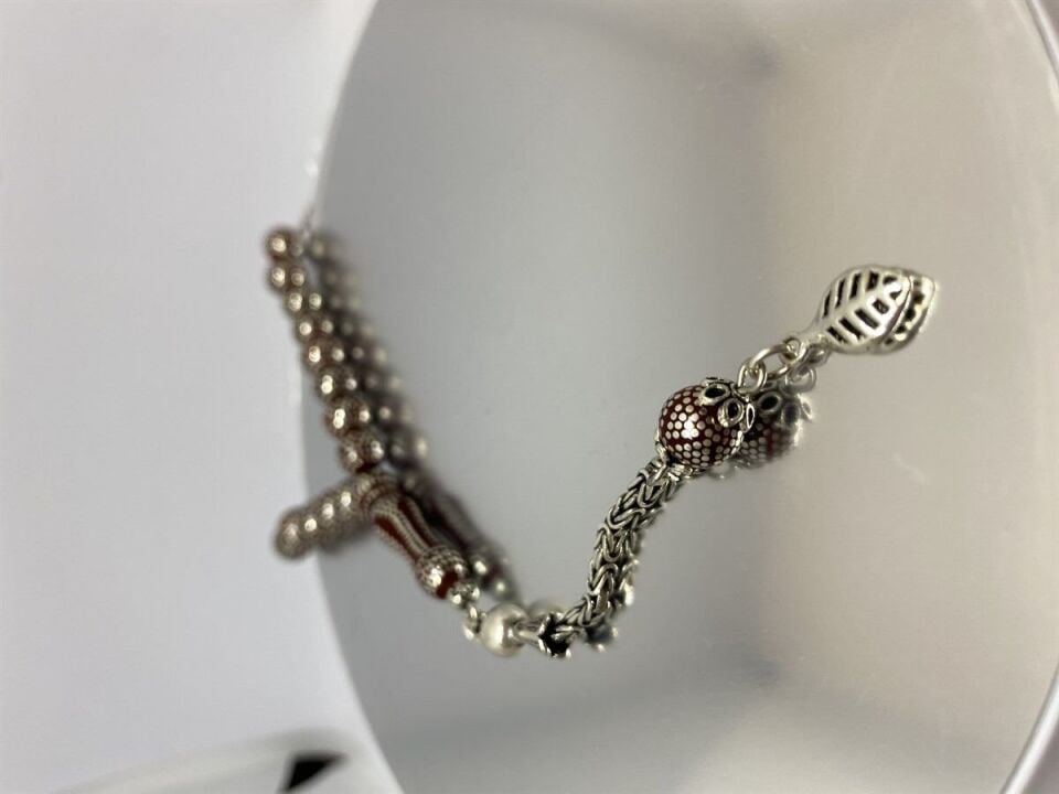 Tesbih TSBH0030AH 925 Ayar Gümüş Püsküllü Gümüş İşlemeli Küre Kesim Usta El İşçilikli Kuka Tesbih