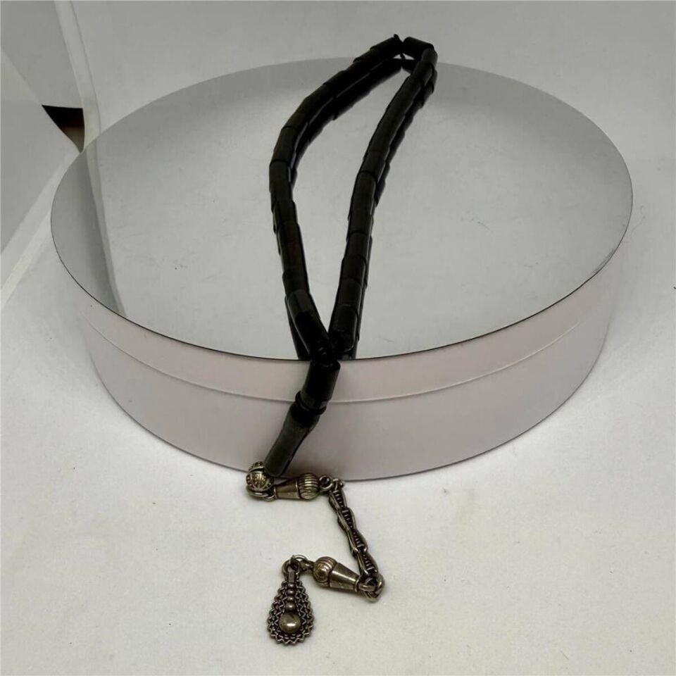 Tesbih TSBH0159HK 925 Ayar Gümüş Püsküllü Sade Kesme Kesim Erzurum Oltu Tesbih
