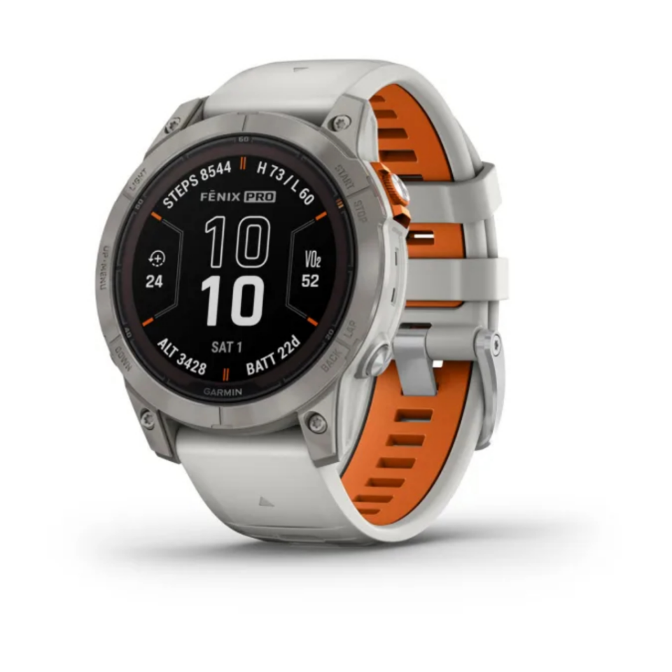 Garmin 010-02777-21 Fenix 7 Pro Saph Solar, Ti W/Fog Gry/Ember Orange Band, EMEA Akıllı Saat