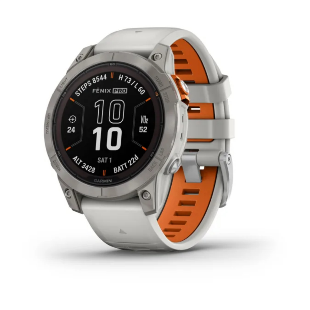 Garmin 010-02777-21 Fenix 7 Pro Saph Solar, Ti W/Fog Gry/Ember Orange Band, EMEA Akıllı Saat