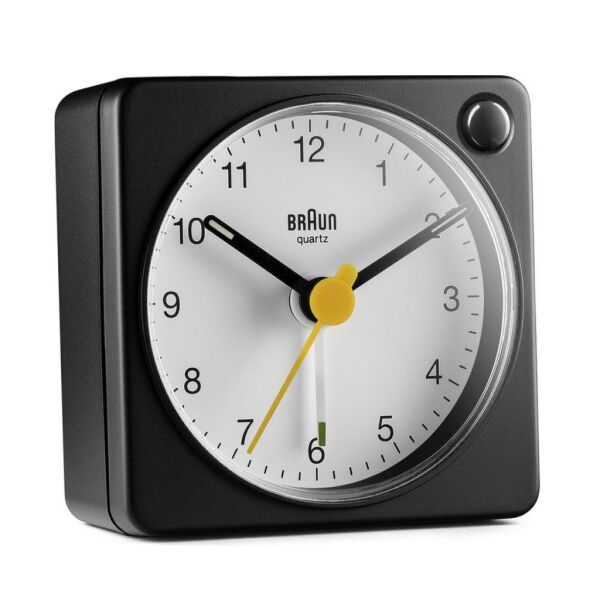 BRAUN BC02XBW SİYAH-BEYAZ KLASİK SEYAHAT ANALOG ALARMLI MASA SAATİ