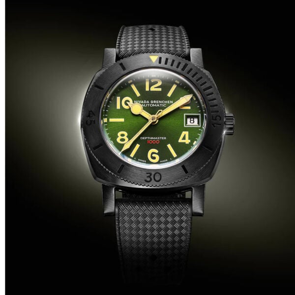 Nivada Grenchen Depthmaster Numerals Black & Green 14135A01 Kol Saati