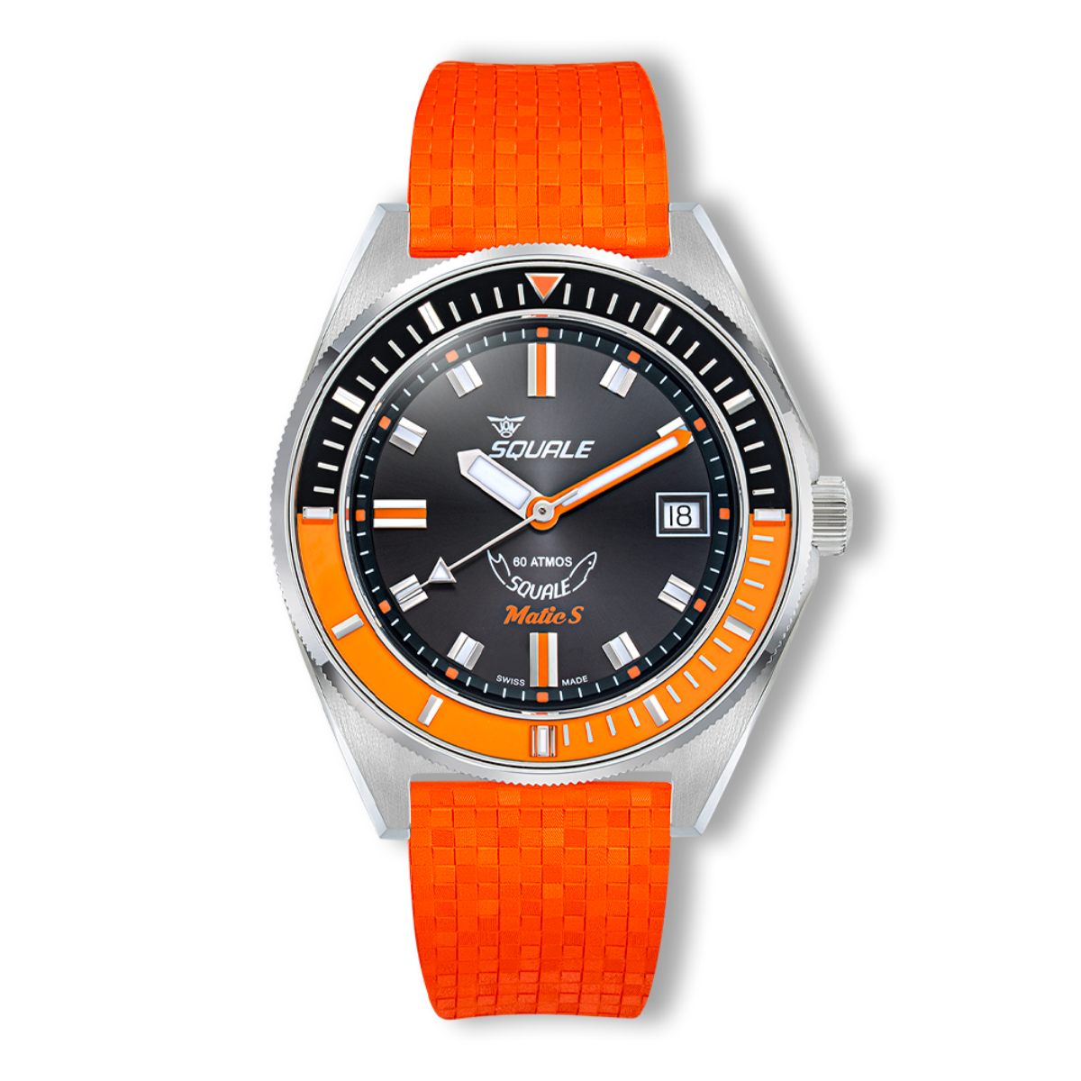Squale Matic S Orange Mosaic Rubber MATICBKOBK.MROR Otomatik Erkek Kol Saati